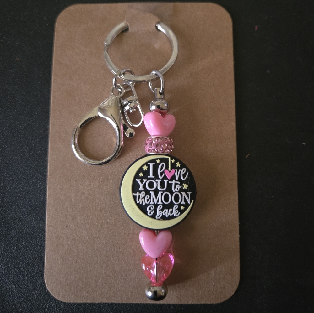 Pink and Silver Keychain Accessory
